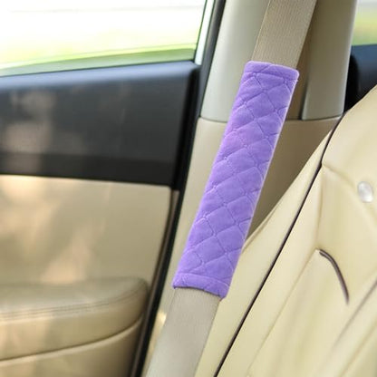 Amooca Soft Automotive Seat Belt Cover Seatbelt Shoulder Pad Neck Protector Cushions Universal Fit SUV Trucks Backpack 2 PCS Violet 10.2in - color: Purple, size: 10.2in-2pc