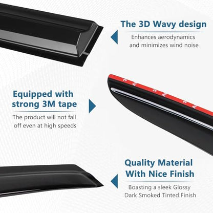 4PCS Rain Guards Window Visors Wind Deflector Fits for Honda CR-V (CRV) SUV 1997-2001, Front & Rear Outside Mount Vent Shade 1997 1998 1999 2000 2001 - size: For 1997-2001 Honda CRV