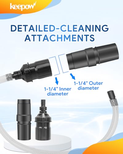 KEEPOW 8 Pieces Mini/Micro Vacuum Cleaner Attachment Tool Kit, 1-1/4" & 1-3/8" Attachments for Hard-to-Reach Areas - size: 8 Pack