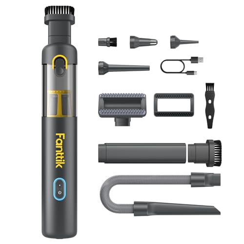 Fanttik Slim V8 APEX Car Vacuum, 4-in-1 Portable Mini Cordless Vacuum with 19000pa Suction Power, Type-C Charge, 2 Suction Modes, Handheld Vacuum for Small Jobs, Car, Office Desk, Keyboards (Gray) - color: Gray