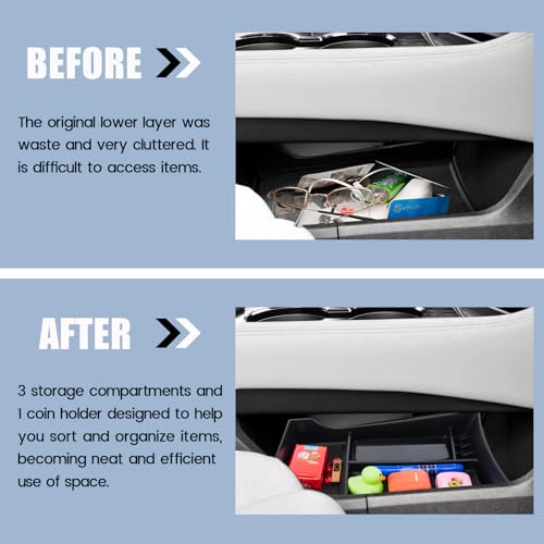 Center Console Organizer Compatible with Nissan Rogue 2021-2025 2026 Armrest Storage Box Insert Tray Interior Secondary Accessories (Lower Center Console Tray) - size: 1PCS Lower Center Console Tray