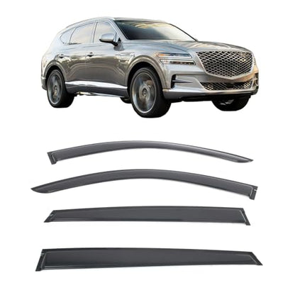 IKON MOTORSPORTS Tape on Window Visors Compatible with 2021-2026 Genesis GV80 (Will Not Fit GV80 Coupe), Acrylic Smoke/Tinted Rain Guards, Side Window Wind Deflectors 4PCS