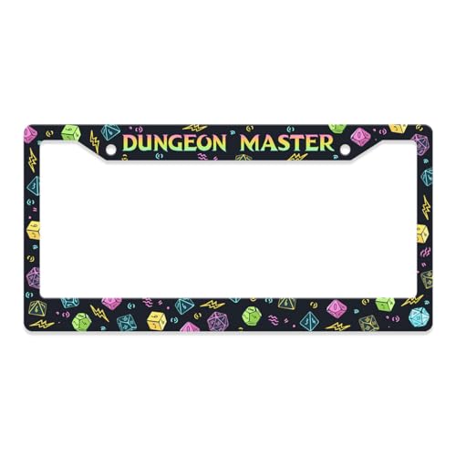 GENANY Tabletop RPG License Plate Frame License Plate Frames, Dice Car License Plate Cover Fits Standard US Vehicles, Game Car Accessories, Personalised Car Decorations for Women Men - color: Dungeon Dice