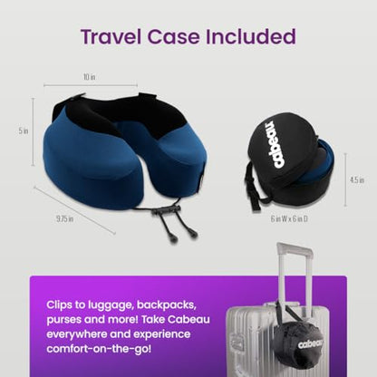 Cabeau Evolution S3 Travel Pillow – Straps to Airplane Seat – Ensures Your Head Won’t Fall Forward – Relax with Plush Memory Foam – Quick-Dry Fabric Keeps You Cool and Dry (Indigo)… - color: Indigo