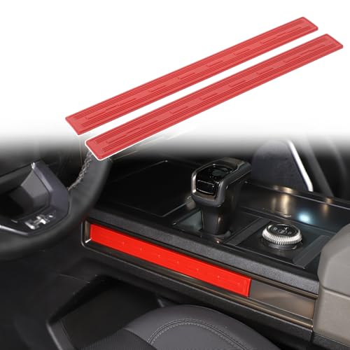 for Hummer EV Accessories Gear Shift Console Trim Frame ABS Center Console Panel Side Cover Frame for 2022-2024 2025 Hummer EV SUV Pickup Gear Control Panel Side Strip Interior (Red) - color: Red