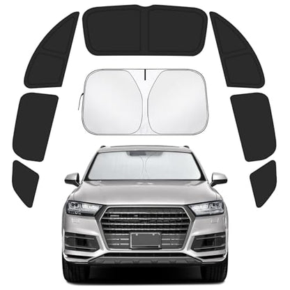 Car Window Shades Intended for Audi Q7 2016-2019, Privacy Window Covers 8PCS for Side, Rear & Windshield, Car Shield Sunshade for Privacy Protection, Heat Blocking, Camping and Parking - size: for Audi Q7 2016-2019