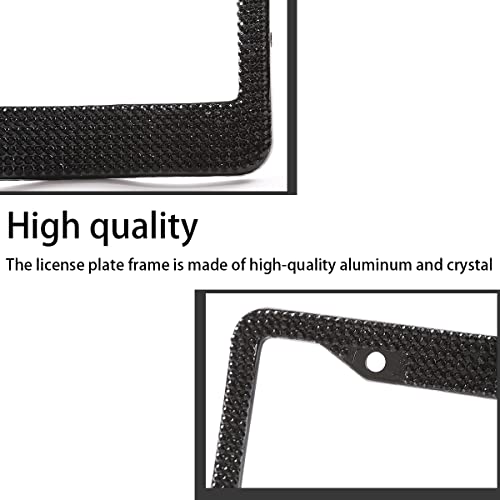 AUCELI Bling License Plate Frame, 2 Pack Stainless Steel Crystal Bow Car Plate Covers, US Vehicle License Bracket Holder with Rhinestone Mounting Bolts, Sparkly Car Accessories for Women (Black/Red) - color: Black/Red