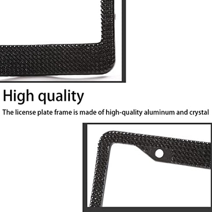 AUCELI Bling License Plate Frame, 2 Pack Stainless Steel Crystal Bow Car Plate Covers, US Vehicle License Bracket Holder with Rhinestone Mounting Bolts, Sparkly Car Accessories for Women (Black/Red) - color: Black/Red
