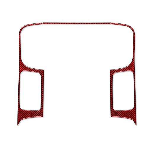 Red Carbon Fiber Center Console Panal Air Vent Outlet Gear Shift Rotary Shifter Media Screen Frame Cover Car Interior Compatible with Dodge Ram 1500/2500/3500 2013 2014 2015 Accessories - color: Red 21