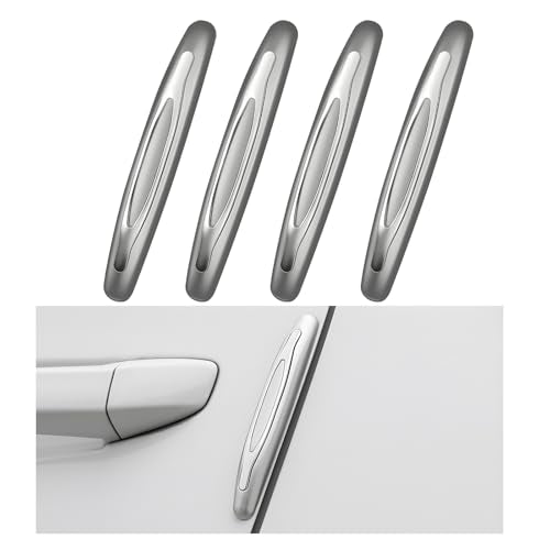 DXNQ 4 PCS Car Door Edge Guards, Anti-Scratch Door Edge Guards Trim Strip with Self Adhesive, Car Door Protector Bumper Guards for Most Cars Trucks SUVs, Exterior Car Accessories (Silver) - color: Silver