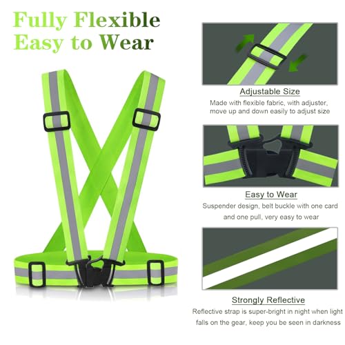 Reflective Vest Running Gear, 2Pack High Visible Safety VES for Cycling Jogging Running Walking, Adjustable for Men Women Kids - color: Green+Pink