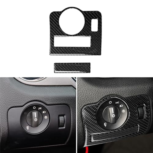 2pcs Real Soft Carbon Fiber Car Headlight Headlamp Control Switch Button Panel Sticker Compatible with Ford Mustang GT/Shelby 2009 2010 2011 2012 2013 2014 Auto Interior Accessories Black-Type B - color: Headlight Switch-b