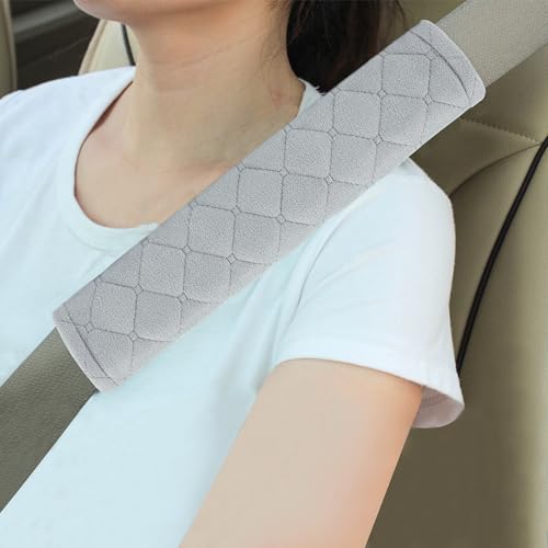 Amooca Automotive Seat Belt Cover Soft Suede Universal Fit Seatbelt Shoulder Pad Neck Protector Cushions for SUV Trucks Airplane Backpack 2 Pack Light Gray - color: Light Gray