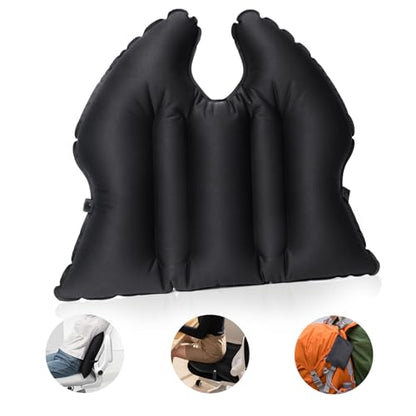 Inflatable Seat Cushion, Lumbar Support Pillow for Office Chair, Portable Outdoor Camping air Cushion,Car Lumbar Support, Lightweight, Waterproof, Essential for Home, Office and Travel, Black - size: 1 PACK