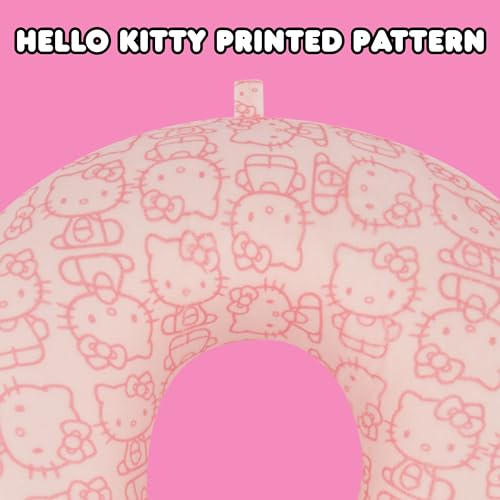 FUL Hello Kitty Neck Pillow, All Over Print Memory Foam Travel Accessories for Airplane, Car and Office, Comfortable and Breathable, Pink