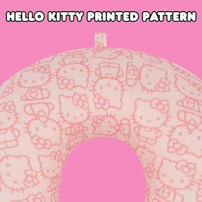 FUL Hello Kitty Neck Pillow, All Over Print Memory Foam Travel Accessories for Airplane, Car and Office, Comfortable and Breathable, Pink