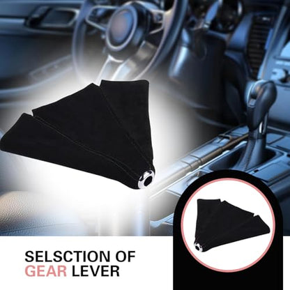 Car Shift Boot Cover, Suede Leather Auto Gear Shift Knob Boot Protection Cover, Car Manual Shifter Boots Sleeve Dust Protector, Universal Handbrake Gaiter Boots Covers for Sedan Van (Black) - color: Black