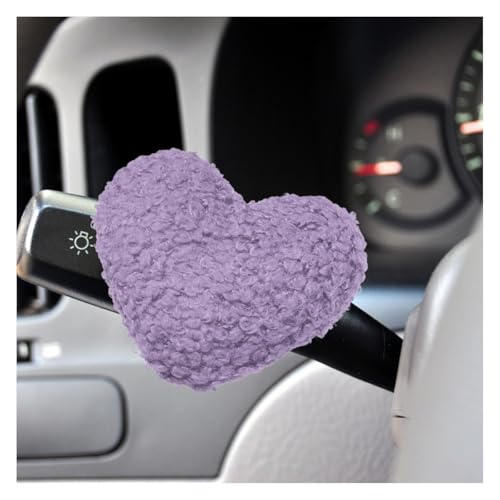 Cute Heart Car Wiper Shift Handle Decoration, Soft Plush Automotive Dashboard Ornament, Creative Vehicle Interior Steering Wheel Decorative Accessories Present for Men Women (Purple) - color: Purple