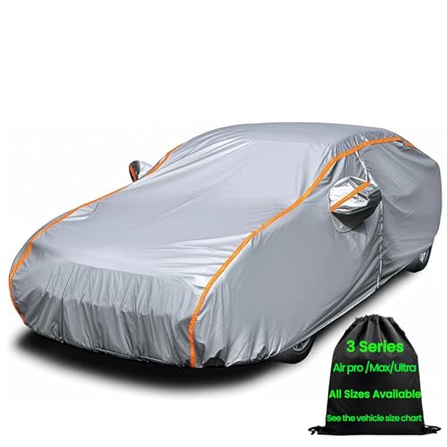 Small Car Cover for Automobiles All Weather Waterproof Carpa para Carro Full Exterior Covers Fit Tesla Model 3 Honda Civic Mercedes c300 BMW M3 Fit All Sedan 178"~186" - color: Gray(Max), size: Size 4: Sedan 1 (Under 187")