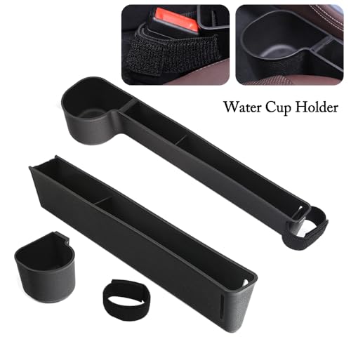 Car Seat Gap Filler, Multifunctional Seat Side Gap Filler with Cup Holder & Organizer, Gap Stopper Universal Fit Car SUV Truck Fill The Gap Between Seat & Console Set of 2 (Black) - color: Black