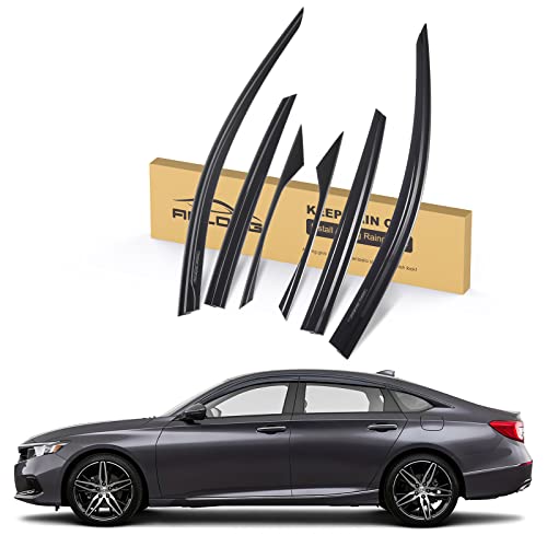 Smoke Rain Guards Fit for Honda Accord 2018 2019 2020 2021 2022 Tape-On Side Shatterproof Window Visor, Window Deflectors, 6-Piece Set - size: Fit for Honda Accord 2018-2022 Tape On