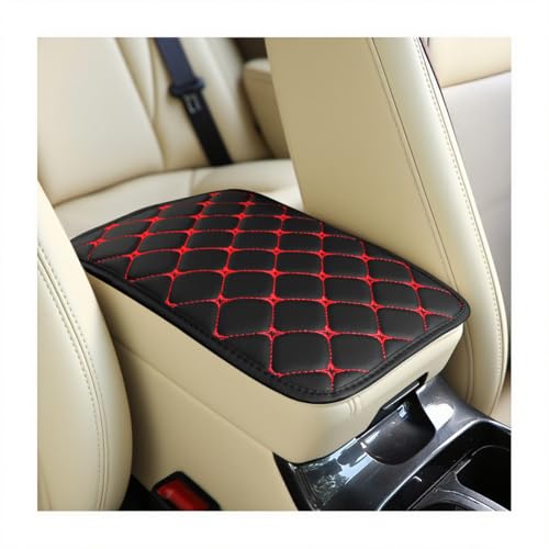 Car Center Console Cushion Pad, PU Leather Vehicle Armrest Cover Protector, Anti-Scratch Automotive Interior Arm Rest Seat Box Mat Accessories, Universal for SUV Sedan Truck (Black/Red) - color: Black/Red
