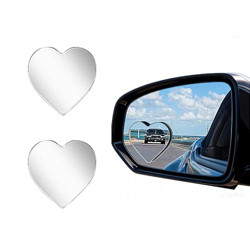 2 Pcs Cars Heart Shaped Blind Spot Mirrors Car,Heart Shaped Wide Angle Convex Rearview Side Mirrors for Enhanced Safety,Car Accessories for Cars Suvs and Trucks