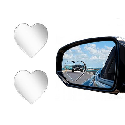 2 Pcs Cars Heart Shaped Blind Spot Mirrors Car,Heart Shaped Wide Angle Convex Rearview Side Mirrors for Enhanced Safety,Car Accessories for Cars Suvs and Trucks