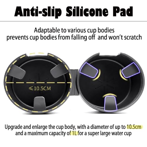 Cup Holder Expander for Car, 2 in 1 Cup Holder Phone Mount with Adjustable Base, Car Cupholder for Yeti Hydro Flasks 16-40oz Cup, 32/40 oz Large Bottles Drink Mugs,Big Cup-Large