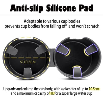 Cup Holder Expander for Car, 2 in 1 Cup Holder Phone Mount with Adjustable Base, Car Cupholder for Yeti Hydro Flasks 16-40oz Cup, 32/40 oz Large Bottles Drink Mugs,Big Cup-Large