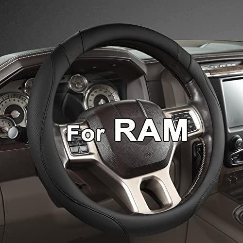 West Llama Customized Auto Car Steering Wheel Cover for Dodge RAM 1500 2500 3500, 15.5-16 inch (Black-Large Size) - color: A-Black, size: Large Size (15 ½''-16'')