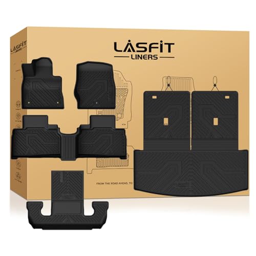 LASFIT Floor Mats & Cargo Liner with Backrest Mat for Ford Explorer 2022-2025 2026 6 Passenger, Custom Fit All Weather Protector TPE Easy Clean Floor Liners, Car Mats for Explorer Accessories, Black - style: 3) Explorer 6-Seat| 22-26 | Combo Set