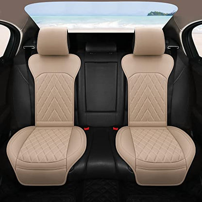 Universal Front Leather Car Seat Covers 2 Pcs Luxury Seat Covers, Anti-Slip Waterproof Auto Driver Cushions Fit SUV Pickup Van Sedan, Chevy Silverado GMC Sierra Dodge Ram Tacoma Ford - color: Beige Yellow-FRONT PAIR