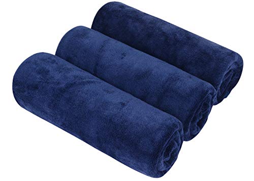 SINLAND Microfiber Gym Towels Super Absorbent Compact Travel Workout Towel Quick Dry Camping Sweat Towel for Sports Beach Swimming Backpacking Hiking and Yoga Men Women 16 Inch X 32 Inch - color: Navy Bluex3