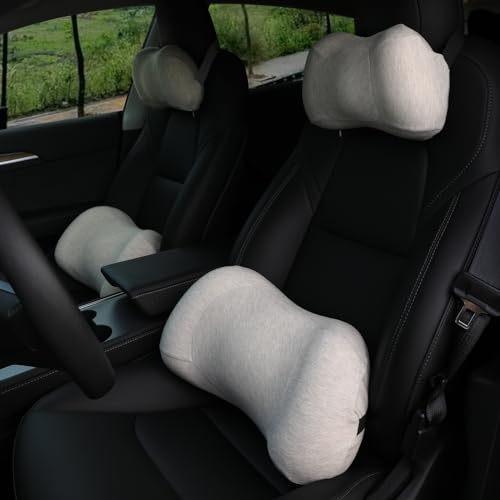 Lumbar Support Pillow for car，Car Neck Pillow Kit, Memory Foam Ergonomic Car Headrest and Lumbar Support for Driving Fatigue Relief, Comfort and Support Your Neck and Back - color: 2beige