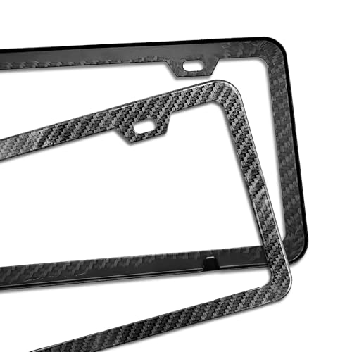 2 Packs License Plate Frame Carbon Fiber Printed Aluminum Metal Licence Plate Holder for Car Universal Fit for Men Women - color: Carvon Fiber Printed