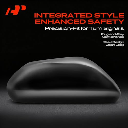 A-Premium Passenger Side Rearview Mirror Cover Cap - Compatible with Toyota Camry 2018-2024, Avalon 2019-2022 - Smooth Black, with Turn Signal Hole - style: Right Passenger Side