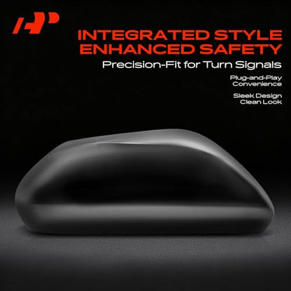 A-Premium Passenger Side Rearview Mirror Cover Cap - Compatible with Toyota Camry 2018-2024, Avalon 2019-2022 - Smooth Black, with Turn Signal Hole - style: Right Passenger Side
