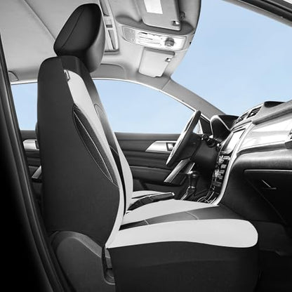 HChengkikz Car Seat Covers Front Seat, Waterproof Neoprene Car Seat Covers, Airbag Compatible, Universal Automotive Seat Covers for Most Cars, SUVs, Trucks (Black + White) - color: Black White, size: Two Front