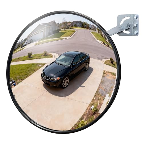 Convex Traffic Mirror, 24" Acrylic Corner Security Mirror for Blind Spots, Adjustable Wide Angle View Indoor Safety Mirror for Garage, Stores, Warehouses, Office and High-Traffic Areas - size: 24 inch