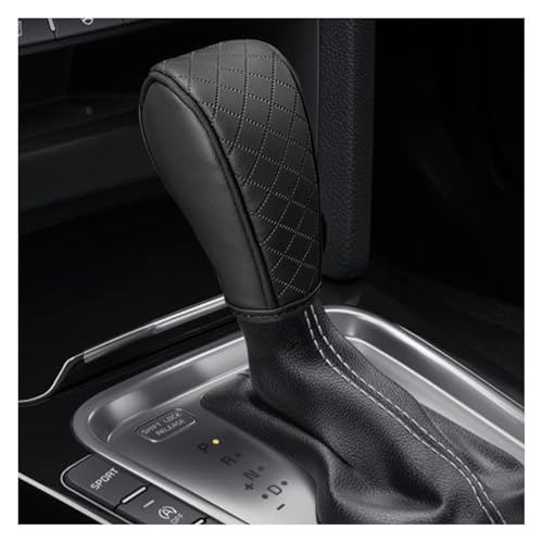 Leather Car Gear Shift Knob Cover, Anti-Slip Breathable Car Shifter Lever Cover, Automatic Shift Knob Handle Protector, Universal Auto Interior Decorative Accessory for Sedan, SUV (Black) - color: Black