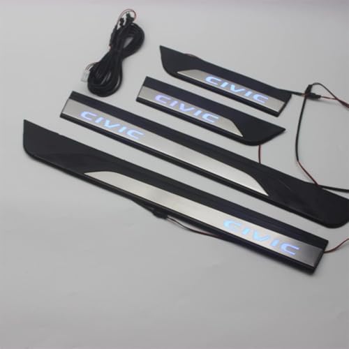 Fashion Style Led Door Sill Scuff Plate Guard Sills Protector Trim Compatible with Honda Civic 2016-2021 10TH (Blue LED) - color: BLUE LED