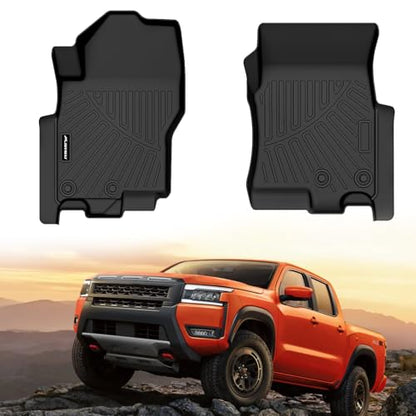 Floor Mats | Fits 2022-2025 2026 Nissan Frontier Only Fit Crew & King Cab | TPE All Weather Protection Floor Liners | Front Row Mat Accessories, 2-pc Black - size: For 2022-2026 Frontier Front Mats