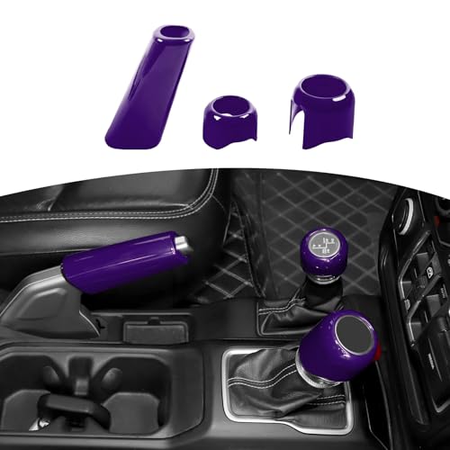 for Jeep JL Gear Shift Knob Handbrake Cover Trim for Jeep Wrangler JL JLU 2018 up for Gladiator JT 2020 up Purple Interior Accessories 3pcs - color: Purple