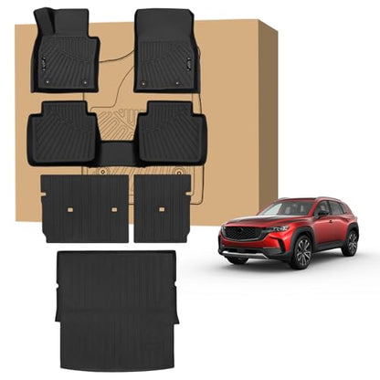 Peleus Floor Mats for Mazda CX-50 CX50 2023-2026 (Non Hybrid),TPE All Weather Protection 2 Rows Car Floor Liners with Cargo Liner Backrest Mat for Mazda CX-50 CX50 Trunk Mat+Backrest Mats+Floor Mats - style: For Mazda CX-50 2023-2026
