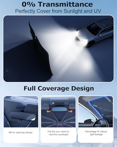 DMJN Umbrella Windshield Sun Shade for Mazda CX-5 (2017-2026), Car Sunshade for Front Windshield [Nano Ice-Crystal Coatings] UPF50+ Heat & UV Block, Protect Interior & Keep Cooler - size: For | Mazda Cx-5 (2017-2026)