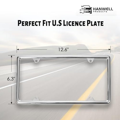 Chrome License Plate Frame Made of Zinc Alloy Metal, Universal Car Accessories,1 Pack License Plate Holder Never Rust and Unbreakable with Metal Screws, Chrome Caps and Screwdriver - color: 1 PCS