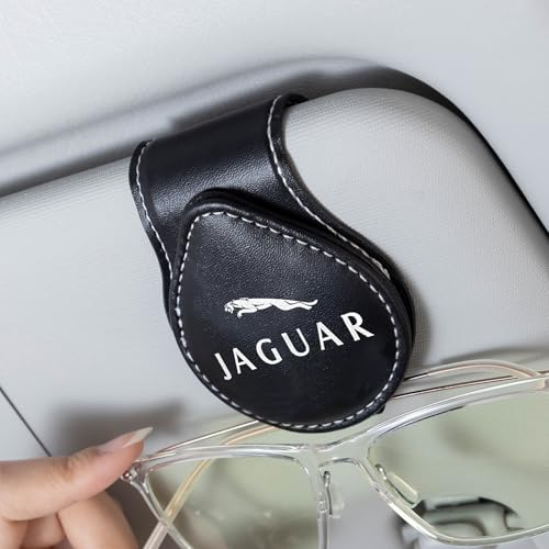 Car Sunglass Holder, Eyeglass Holder Fit Jaguar XE XEL XF XFL XJ F-PACE F-Type, Sunglass Hanger Mount for Car Sun Visor, Interior Accessories, Black - color: Fi5