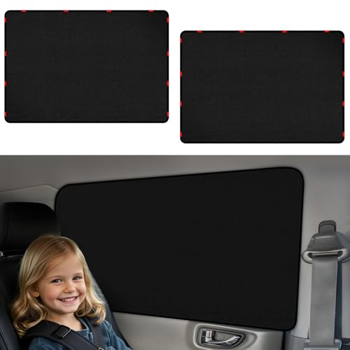 ZATOOTO Car Window Covers for Rear Side Window Curtains Suede Sun Shade for Privacy Blackout for UV Protection, Car Shades for Large Rear Window, 21.2×39.3in - color: Black Suede Flat–Rear 2PCS