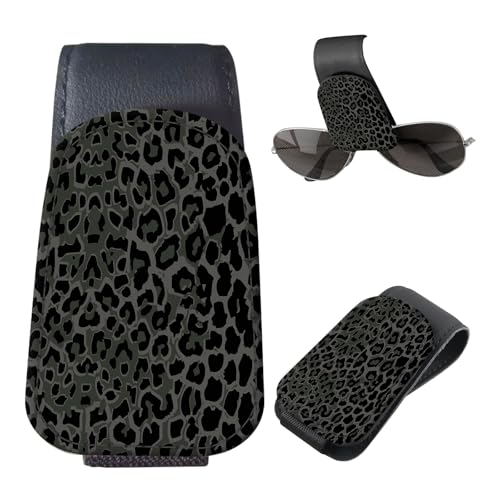 Sunglasses Holder for Car Visor, PU Leather Glasses Clip Organizer, Cute Magnetic Eyeglass Holder for Vehicle Sun Visor, Car Interior Accessory for Women & Men Classic Black Leopard - color: Classic Black Leopard
